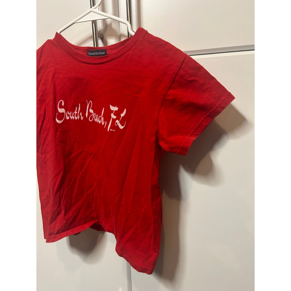 Vintage Quail Hollow South Beach Florida Red Graphic T-Shirt Mens Medium Cotton - Picture 6 of 11